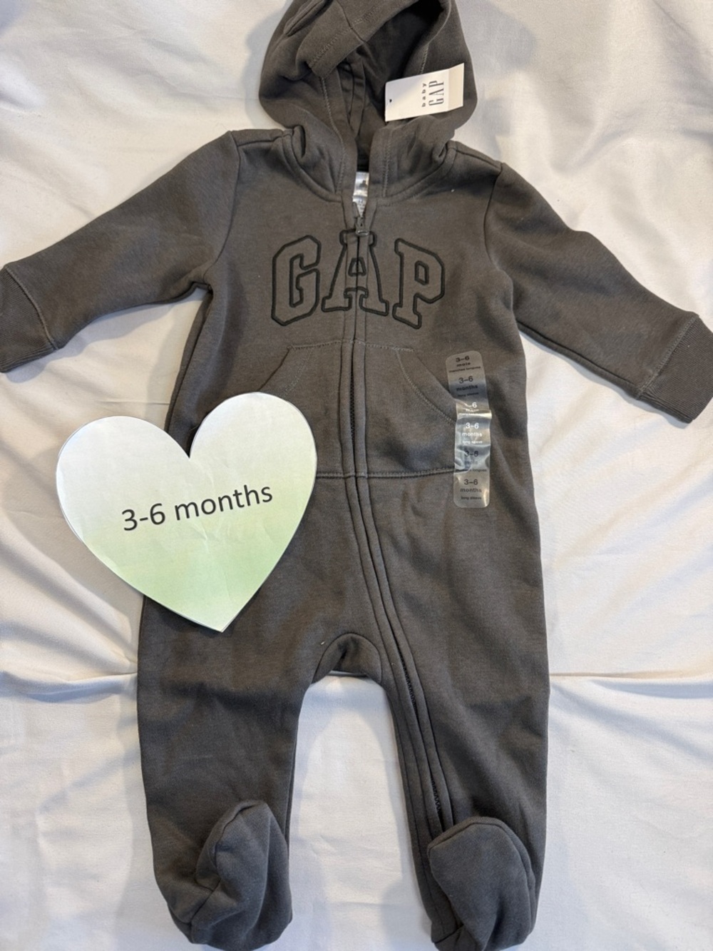GAP - NWT - hooded baby footed romper. Size 3-6 months